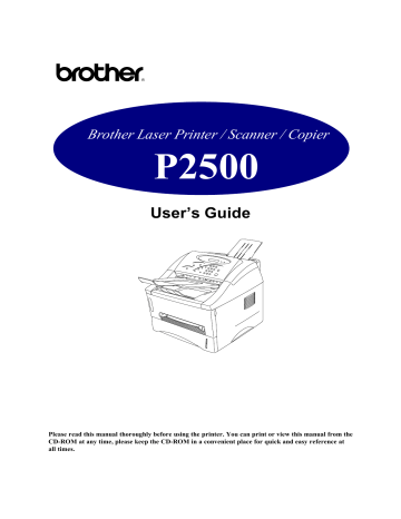 Brother P2500 All in One Printer User`s guide | Manualzz Brother P2500 All in One Printer User`s guide | Manualzz