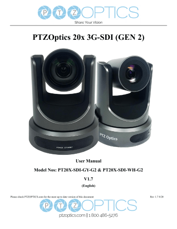 PTZOptics 20x 3G-SDI GEN 2 Live Streaming PTZ Camera User Manual | Manualzz PTZOptics 20x 3G-SDI GEN 2 Live Streaming PTZ Camera User Manual | Manualzz