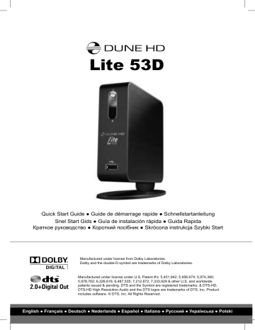 Dune HD Lite 53D Mode d'emploi | Manualzz Dune HD Lite 53D Mode d'emploi | Manualzz
