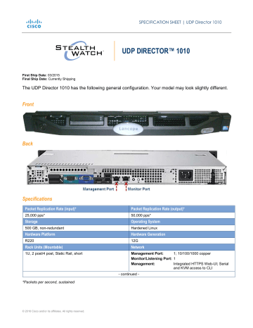 Cisco Stealthwatch Udp Director Specification Manualzz