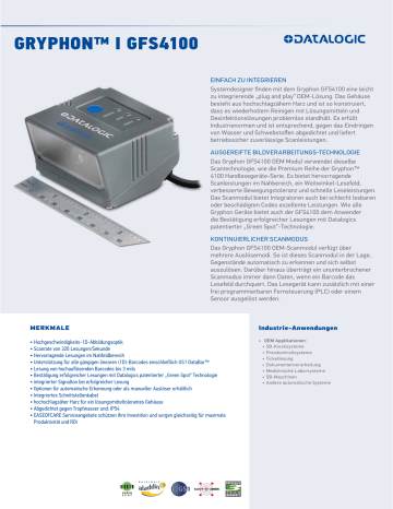 Datalogic Gryphon I Gfs Oem Barcode Reader Datenblatt Manualzz