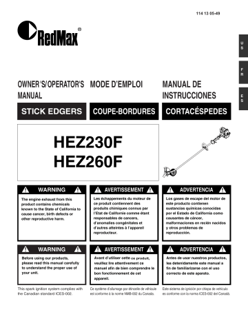 9. Entretien. RedMax HEZ260F, HEZ230F | Manualzz