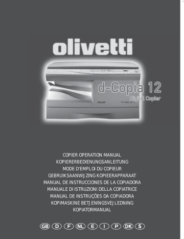 Olivetti d-Copia 12 Copier Operation Manual | Manualzz Olivetti d-Copia 12 Copier Operation Manual | Manualzz