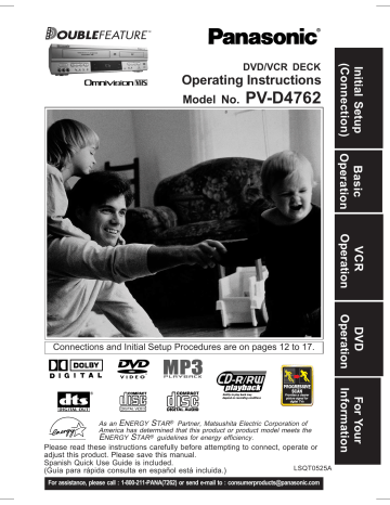 Panasonic PVD4762 - DVD/VCR DECK Operating Instructions Manual | Manualzz Panasonic PVD4762 - DVD/VCR DECK Operating Instructions Manual | Manualzz