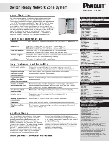 Panduit Z R S Switch Ready Network Zone Specification Sheets Manualzz