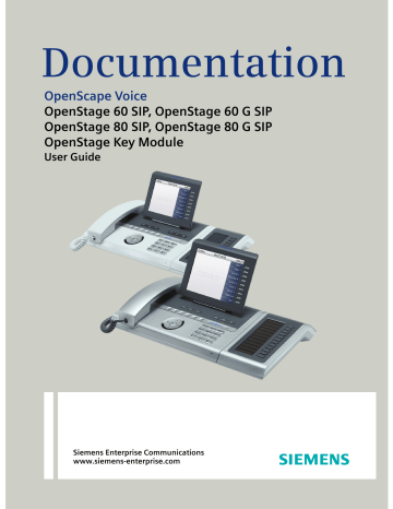 Siemens OpenStage 60 G, OpenStage 60 SIP User Manual | Manualzz Siemens OpenStage 60 G, OpenStage 60 SIP User Manual | Manualzz