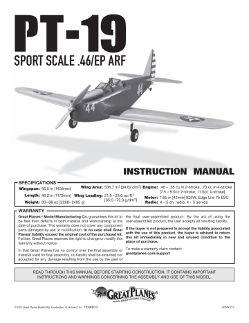 GREAT PLANES fairchild PT-19 Instruction Manual | Manualzz GREAT PLANES fairchild PT-19 Instruction Manual | Manualzz