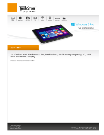 TrekStor SurfTabwintron 10 1 3G Pro Datasheet Manualzz