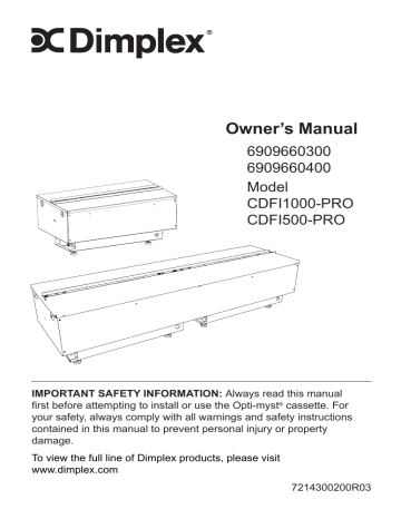 Dimplex X Opti Myst Pro Built In Electric Cassette Manual