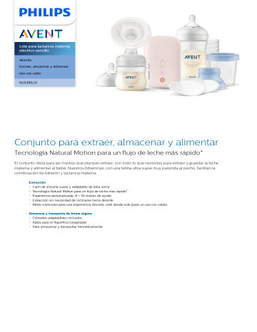 Avent SCD395/21 Avent Extractor Eléctrico Pack para lactancia materna eléctrico Hoja de datos del producto | Manualzz Avent SCD395/21 Avent Extractor Eléctrico Pack para lactancia materna eléctrico Hoja de datos del producto | Manualzz