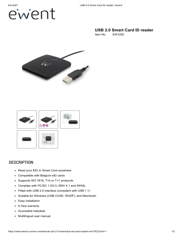 Ewent USB 2 0 Smart Card ID Reader Instructions Manualzz