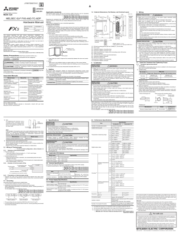 Mitsubishi Electric FX5 4AD TC ADP Expansion Adapter User Manual Manualzz