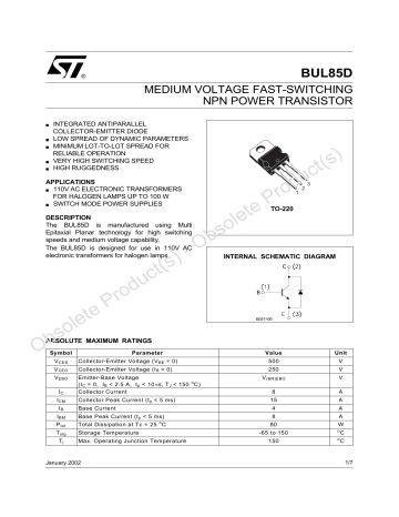 STMicroelectronics Medium Voltage Fast Switching NPN Power Transistor