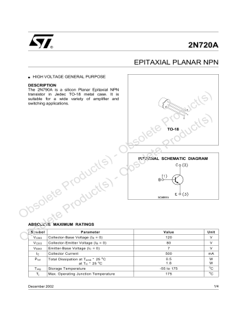 Stmicroelectronics Epitaxial Planar Npn Datasheet Manualzz