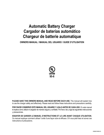 Schneider Electric SC1321 6A 6V/12V Fully Automatic Battery Charger Owner’s Manual | Manualzz Schneider Electric SC1321 6A 6V/12V Fully Automatic Battery Charger Owner’s Manual | Manualzz