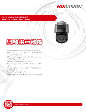 Hikvision Ds Sf C Mxs Dl F P Ptz Camera Data Sheet Manualzz