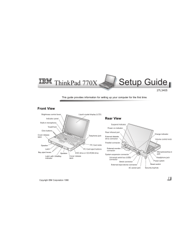 IBM ThinkPad 27L3405, ThinkPad 770X Setup guide | Manualzz IBM ThinkPad 27L3405, ThinkPad 770X Setup guide | Manualzz