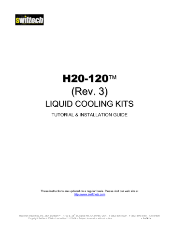 Swiftech H20 120 R3 Liquid Cooling Kit Installation Guide | Manualzz