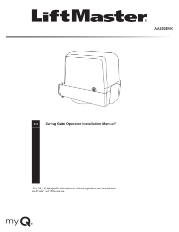 Chamberlain LiftMaster AA250EVK Articulated Swing Gate Opener Kit Owner's Manual | Manualzz Chamberlain LiftMaster AA250EVK Articulated Swing Gate Opener Kit Owner's Manual | Manualzz