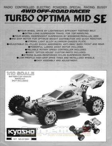 Piastra Motore E Supporto Canna Kyosho Per Turbo Optima Mid Special 1:10, KQ14, Metallico, NUOVO