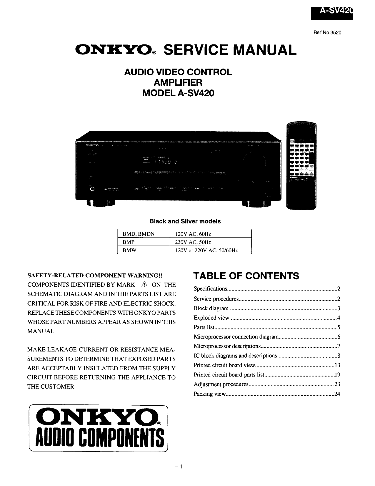 Onkyo Asv4 Amp Manualzz