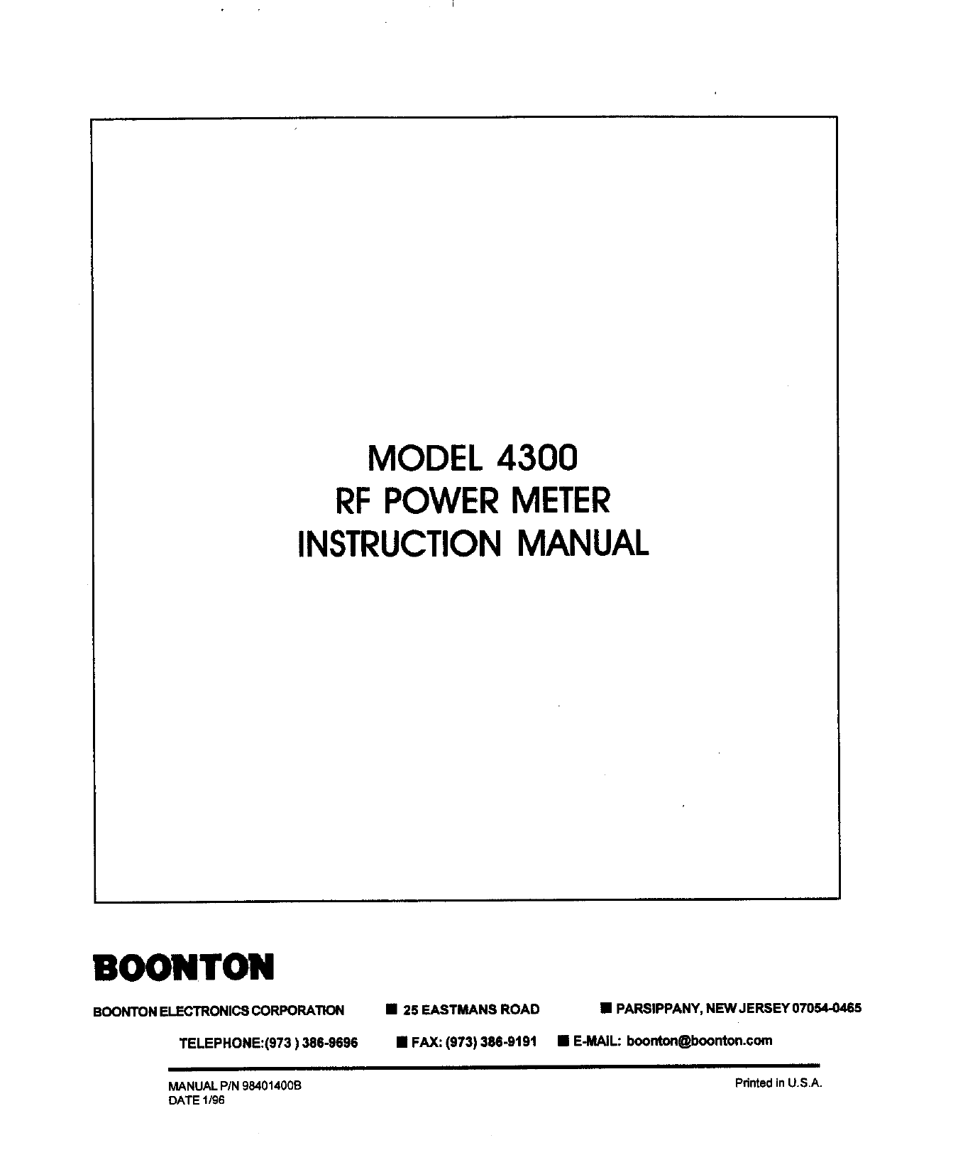 BOONTON 4220 RF PowerMeter Instruction Manual Ops-Srv 