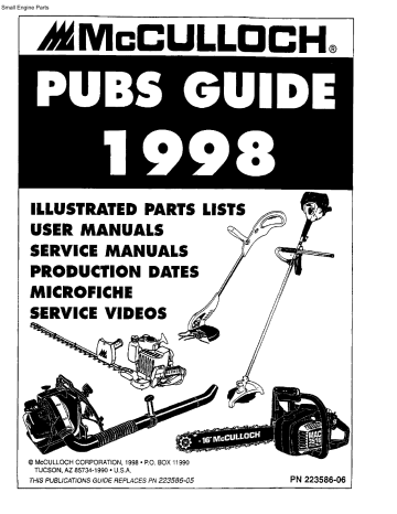 McCulloch Guide Manuals Lists, | To Manualzz Publications and Parts Other