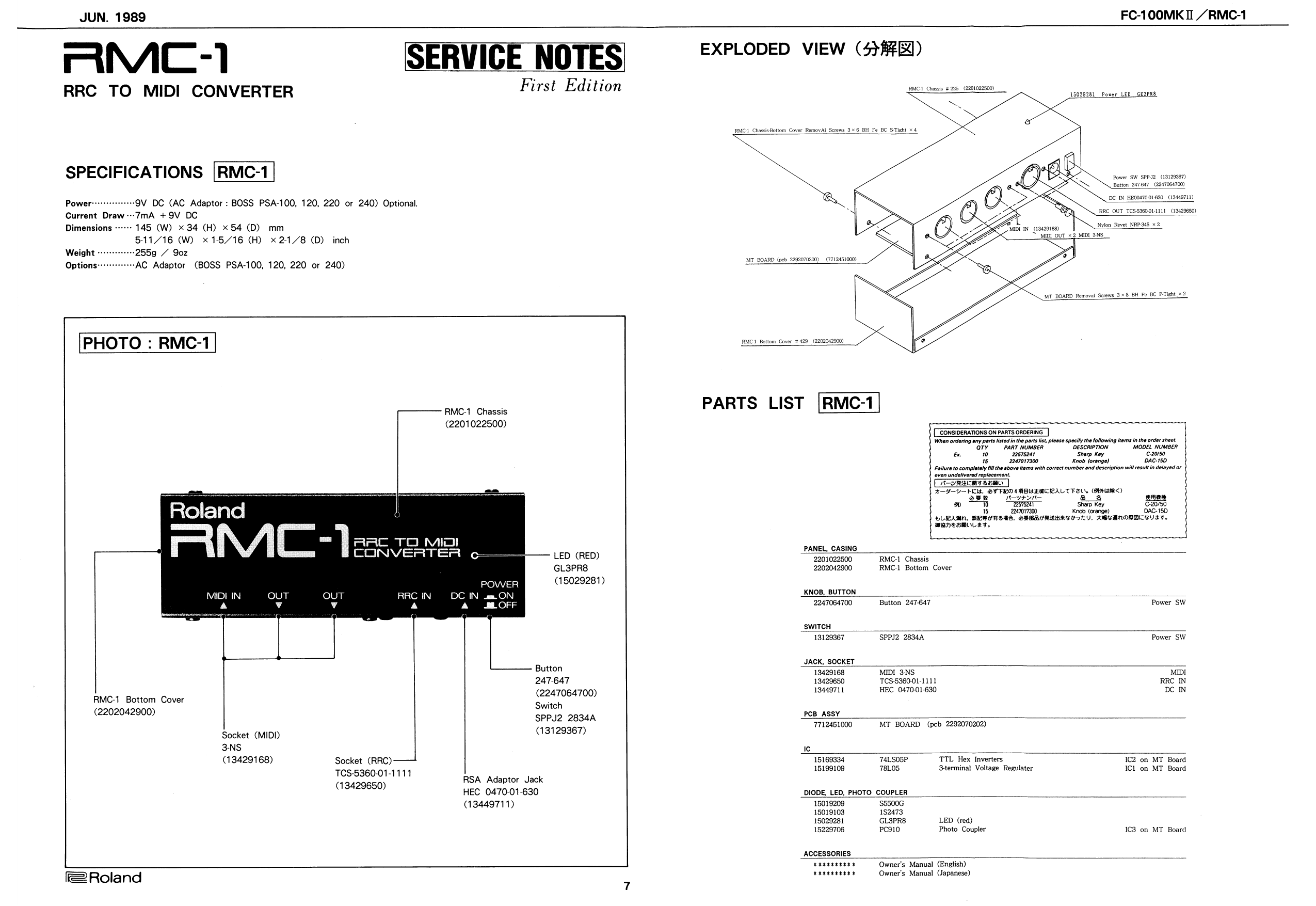 Roland RMC-1 RRC TO MIDI CONVERTER - DTM/DAW