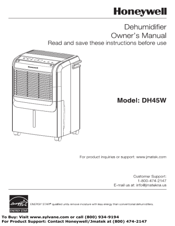 dehumidifier honeywell manualzz