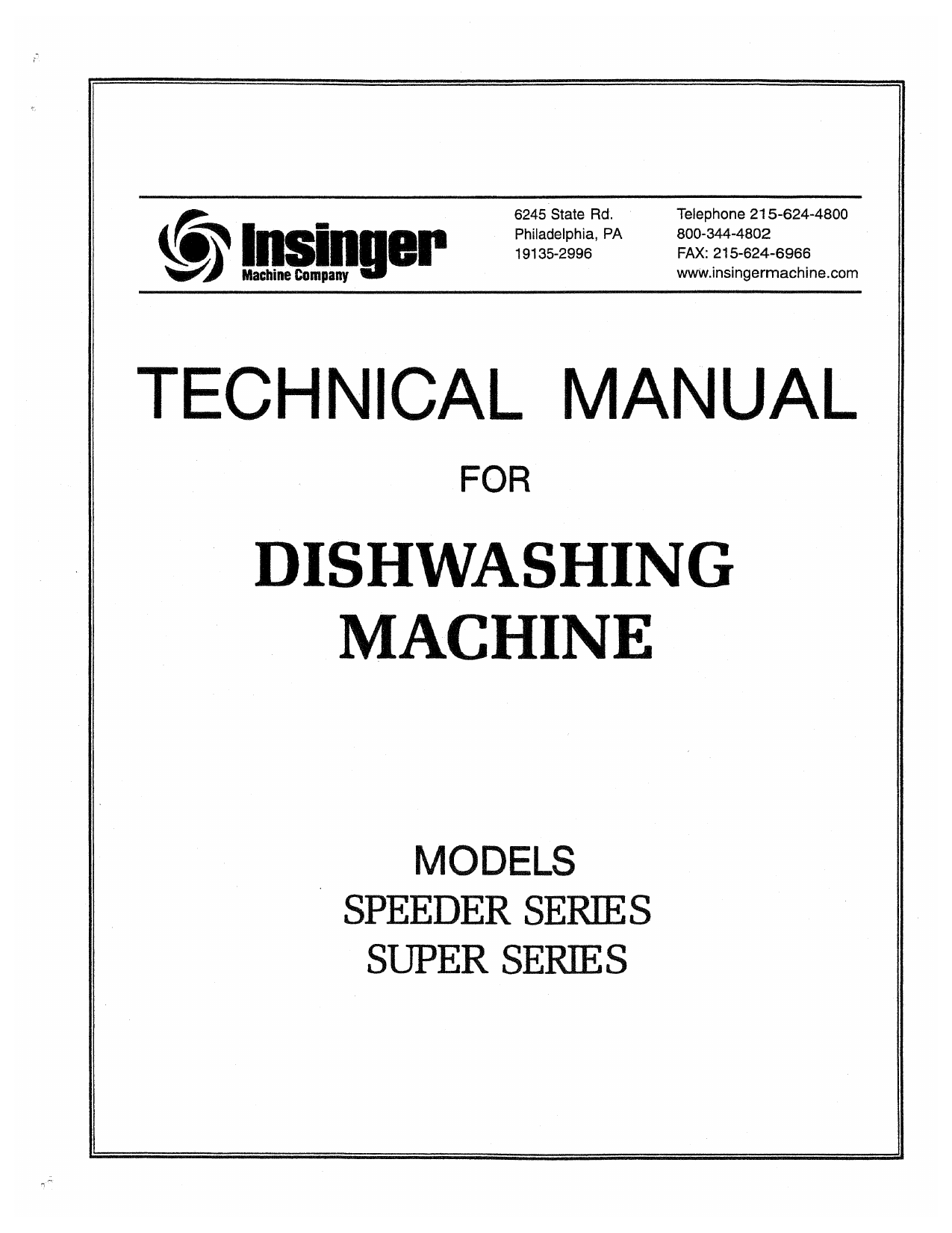 Insinger SUPER106-2 Service Manual | Manualzz