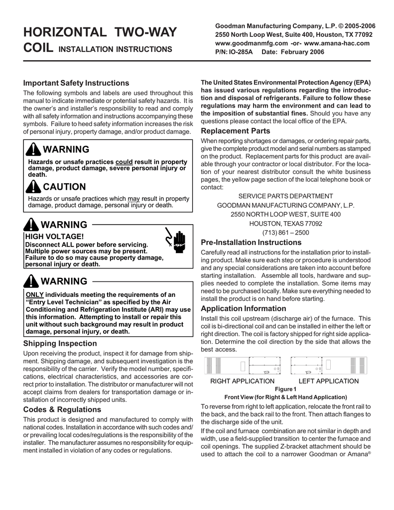 Piston Kit Chart Goodman