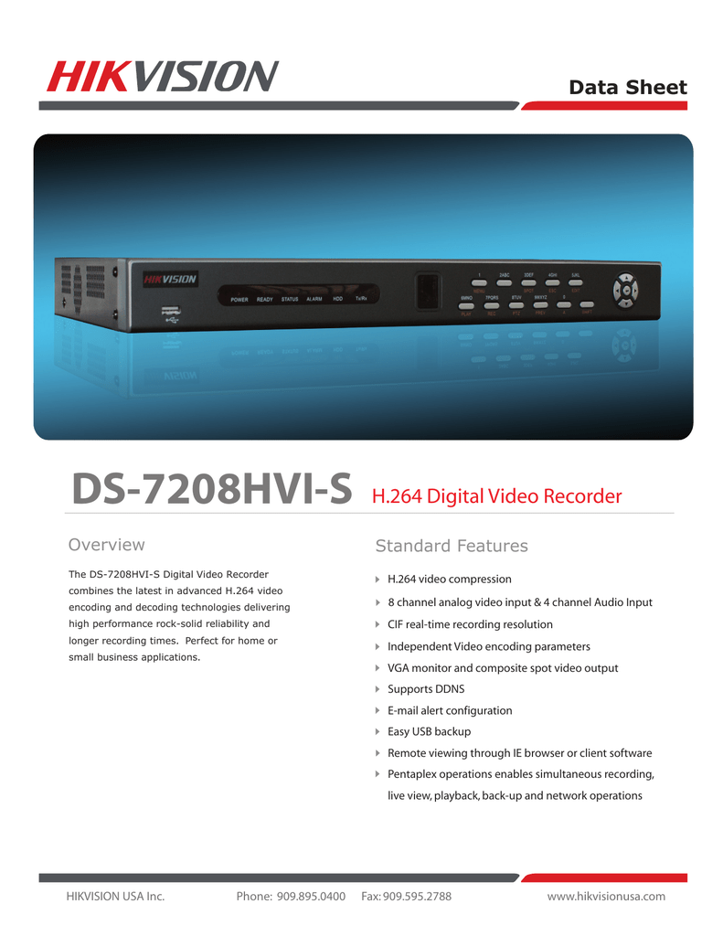 Datasheet For Series 2 Eight Channel Networkable H 264 Dvr Manualzz