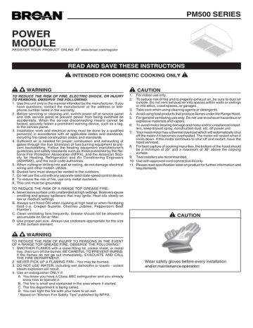 Broan PM500SS 20.5 Inch Cabinet Insert Installation guide | Manualzz