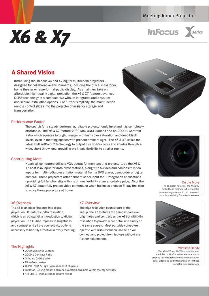 Infocus X7 Product Sheet Manualzz Com