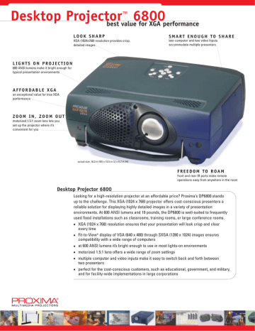Proxima DP6800 Projector Product sheet | Manualzz