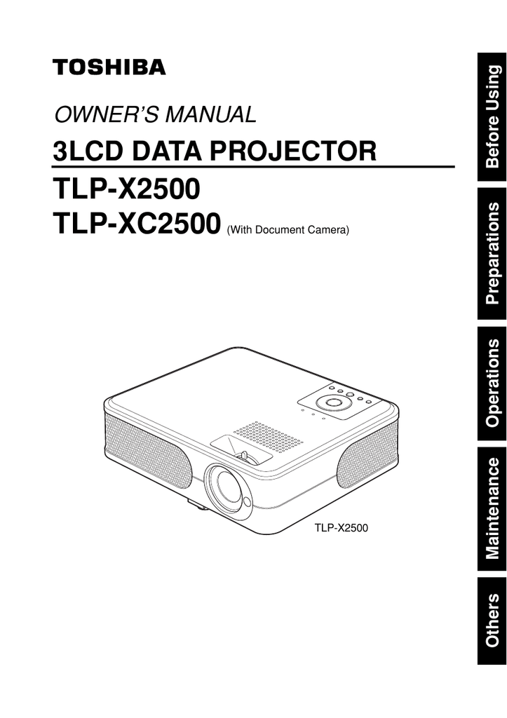 Toshiba TLPX2500 Projector User manual Manualzz