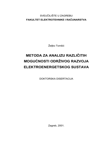 Metoda Za Analizu Razlicitih Mogucnosti Odrzivog Razvoja Elektroenergetskog Sustava Sveuciliste U Zagrebu Manualzz