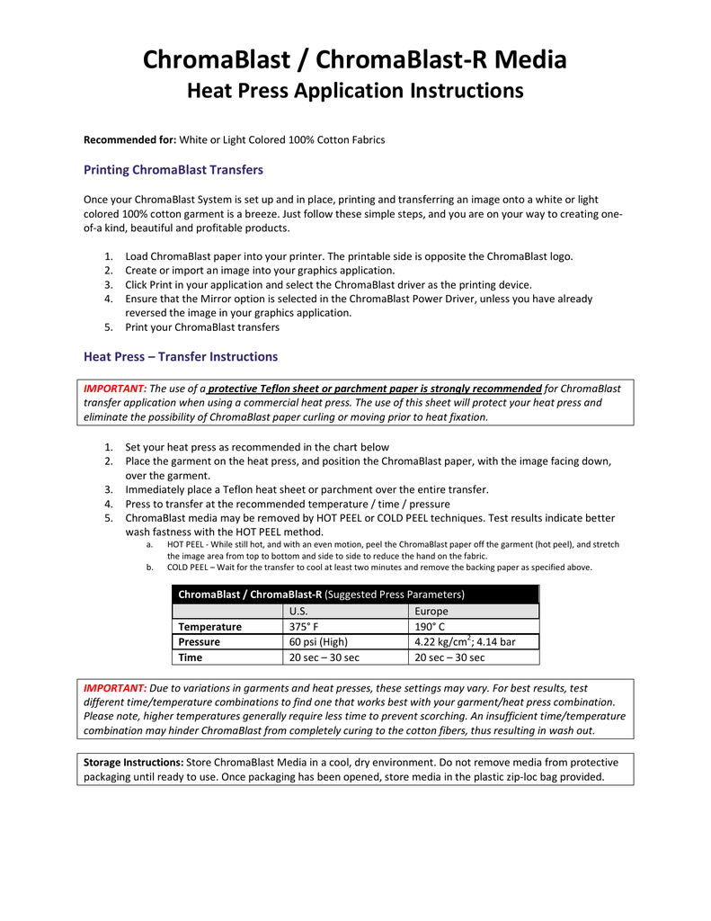 chromablast heat press instructions manualzz