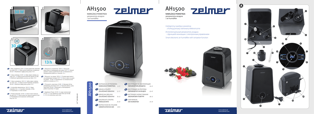 Zelmer Zah15000 (Nawilżacz Ah1500), Ah1500 Instrukcja Obsługi | Manualzz