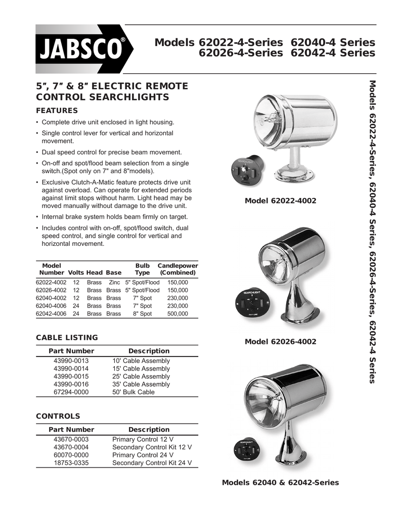JABSCO Faro Cercatore Cromato 12VDC | Faretto Per Barca, Nautica | Solo Spot