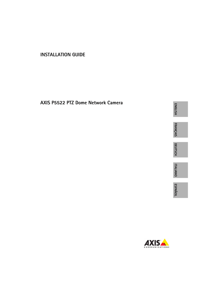 INSTALLATION GUIDE AXIS P5522 PTZ Dome Network Camera EN GLIS Manualzz