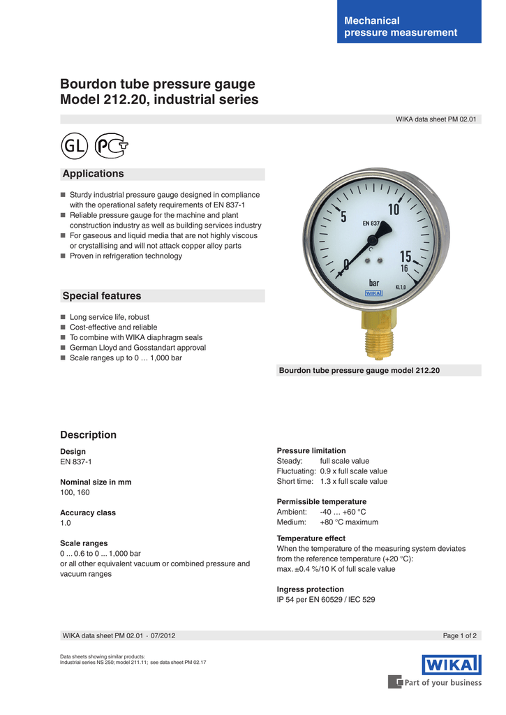 bourdon tube pressure gauge