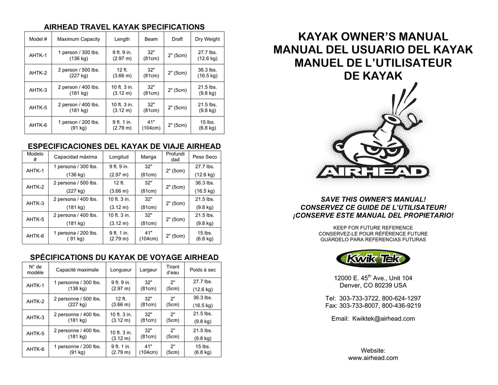 Airhead AHTK3 AHTK1 AHTK6 AHTK2 AHTK5 User manual
