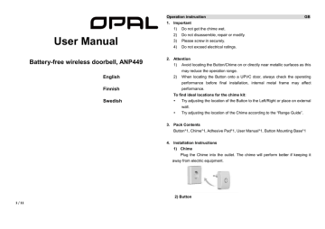 owners manual for jacob jensen wireless doorbell
