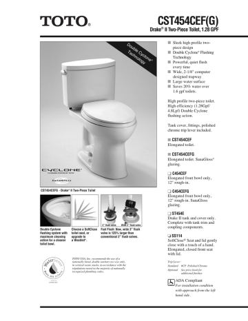 Toto ST454E-01 User manual | Manualzz