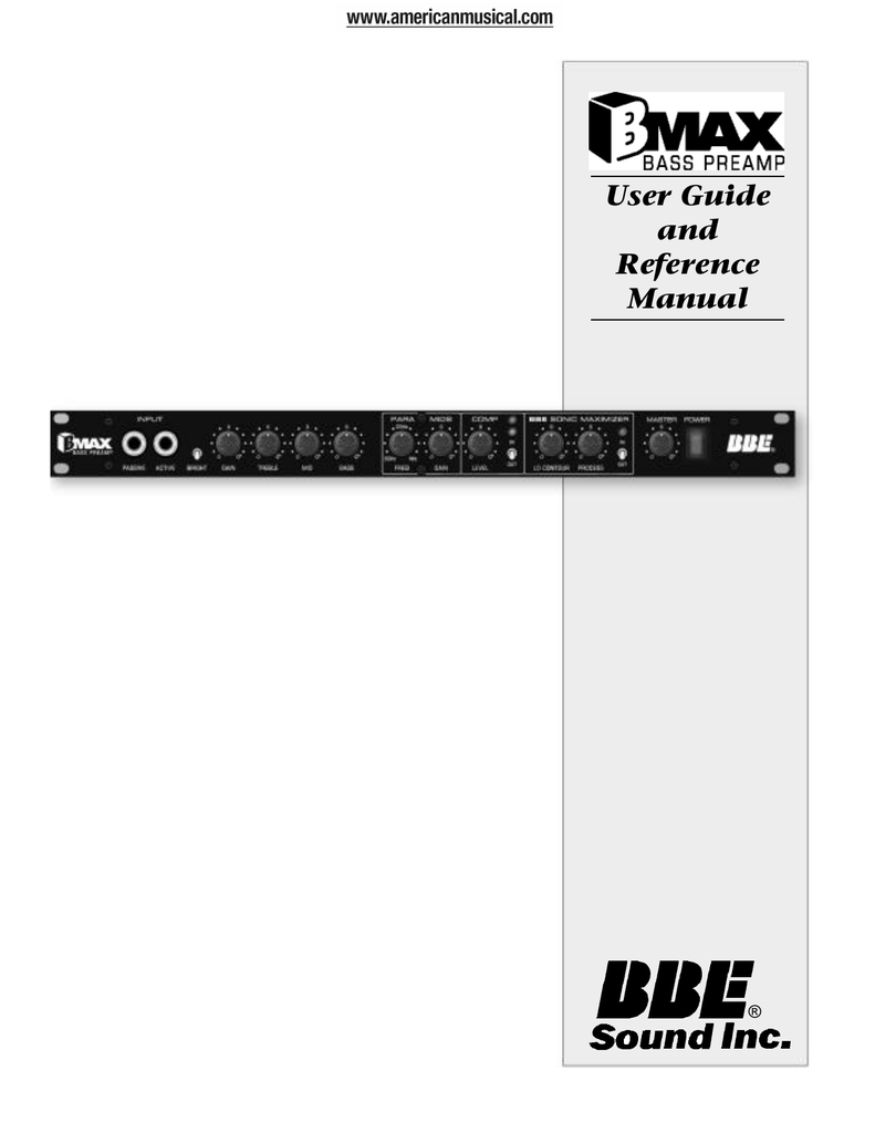 BBE BMAX Bass Guitar Preamp Manual Manualzz