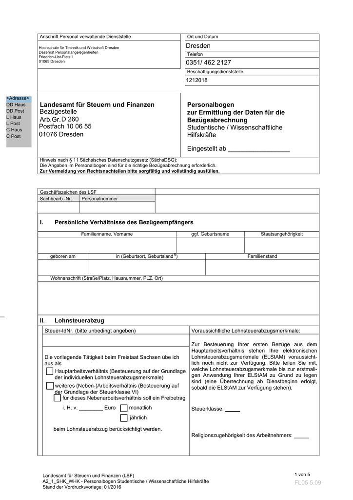 Personalbogen Personalbogen