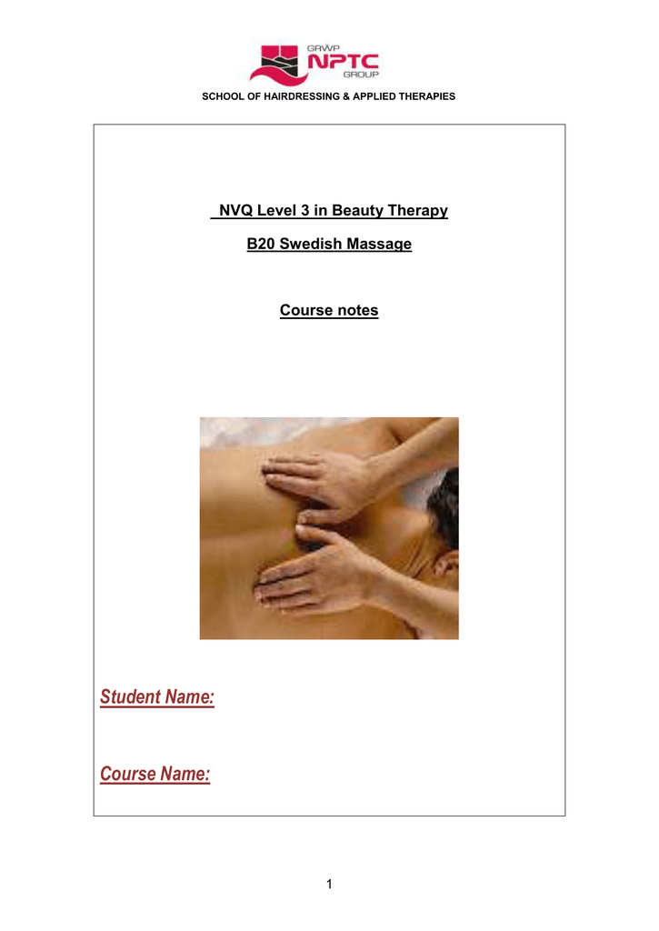 Student Name Course Name Nvq Level 3 In Beauty Therapy Manualzz