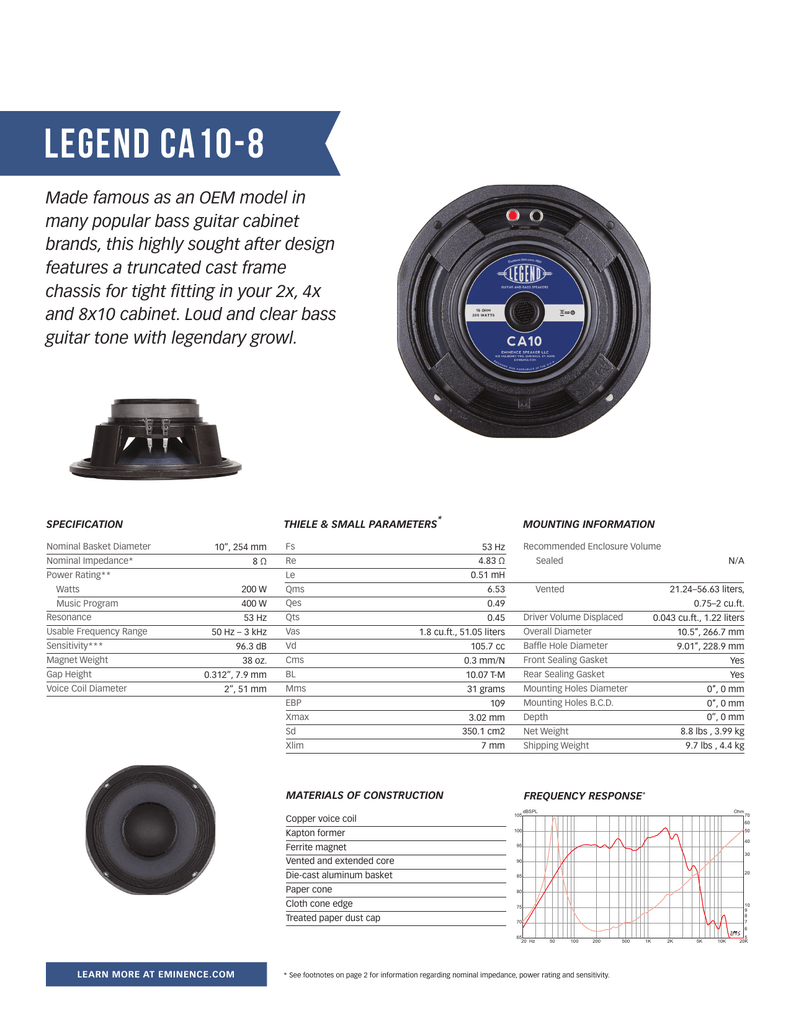 eminence legend ca10