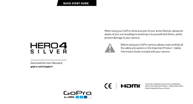 Gopro Hero4 Silver Hero 4 Silver Quick Start Guide Manualzz